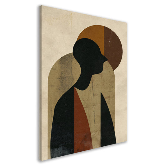 Abstract silhouet met geometrische vormen en neutrale kleuren canvas