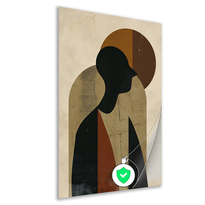 Abstract silhouet met geometrische vormen en neutrale kleuren poster