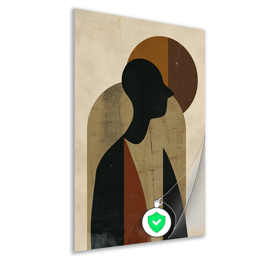 Abstract silhouet met geometrische vormen en neutrale kleuren poster