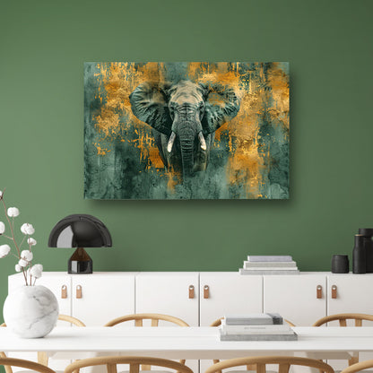 Mysterieus olifant portret met gouden accenten acrylglas