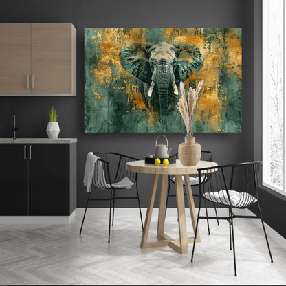 Mysterieus olifant portret met gouden accenten acrylglas