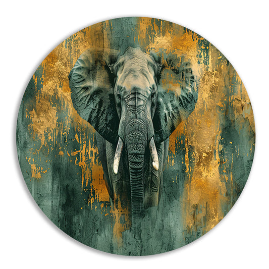 Mysterieus olifant portret met gouden accenten forex muurcirkel