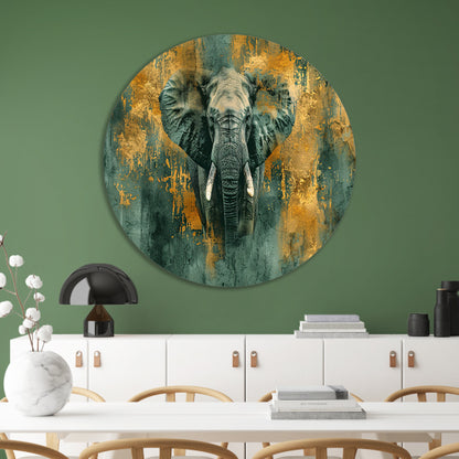 Mysterieus olifant portret met gouden accenten forex muurcirkel