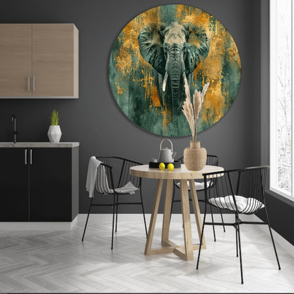 Mysterieus olifant portret met gouden accenten forex muurcirkel