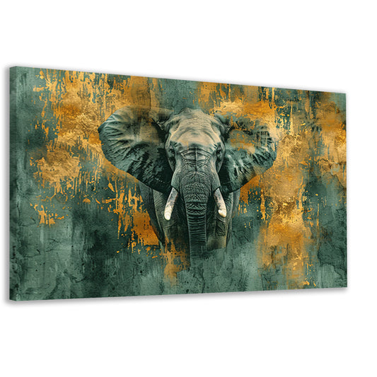 Mysterieus olifant portret met gouden accenten canvas