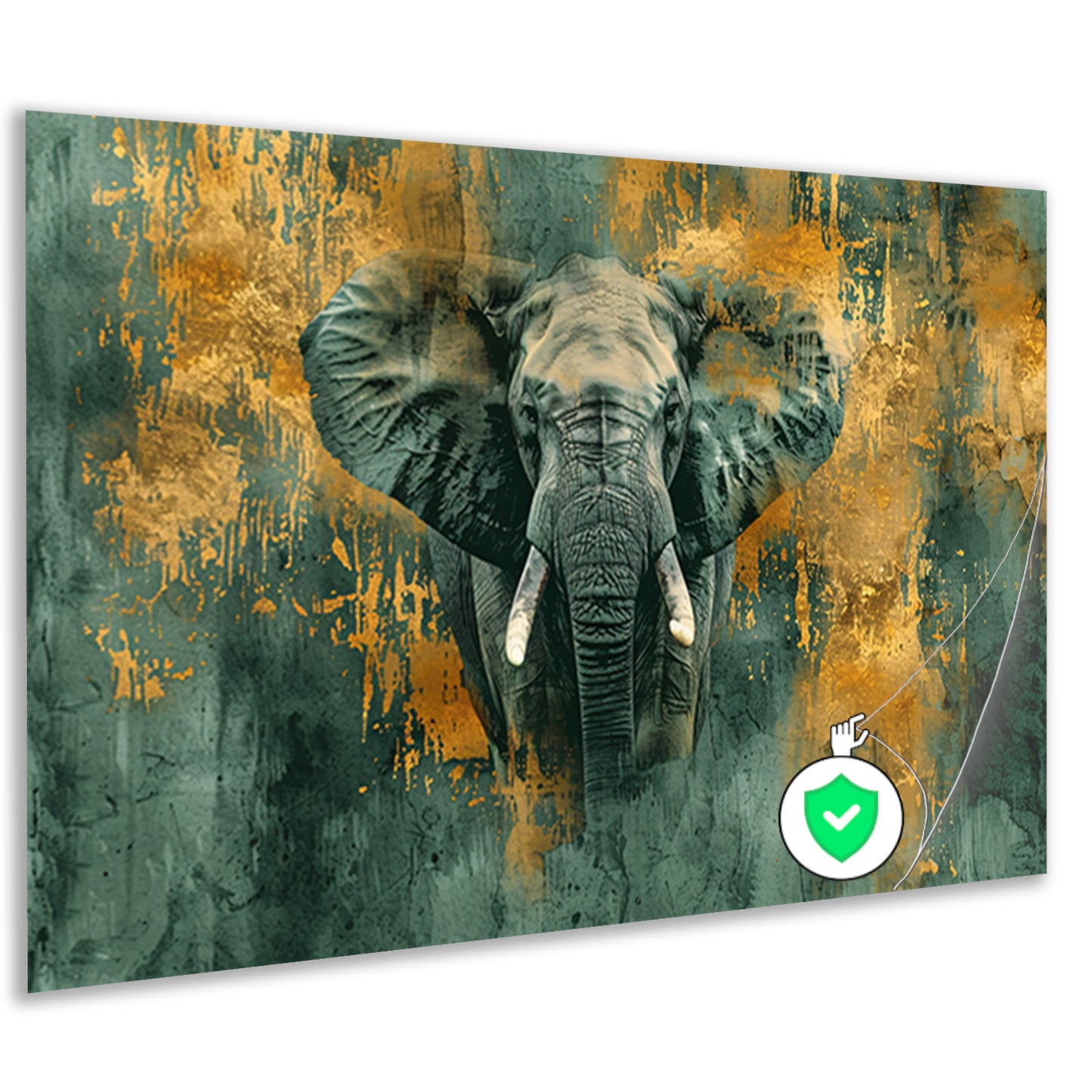 Mysterieus olifant portret met gouden accenten poster