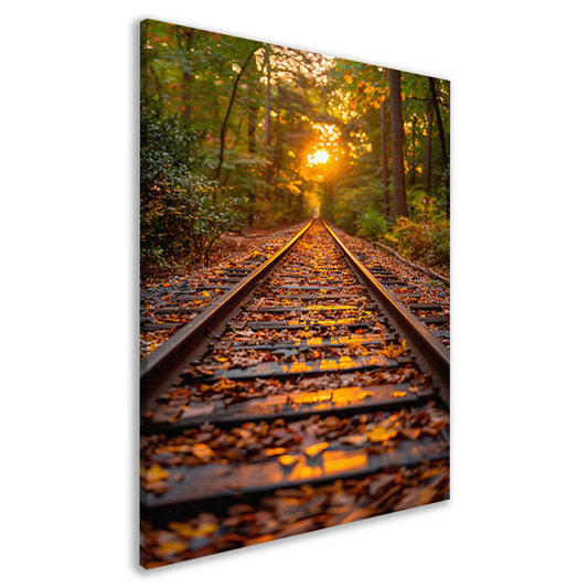 Treinspoor in herfstbos canvas