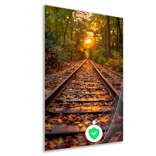 Treinspoor in herfstbos poster