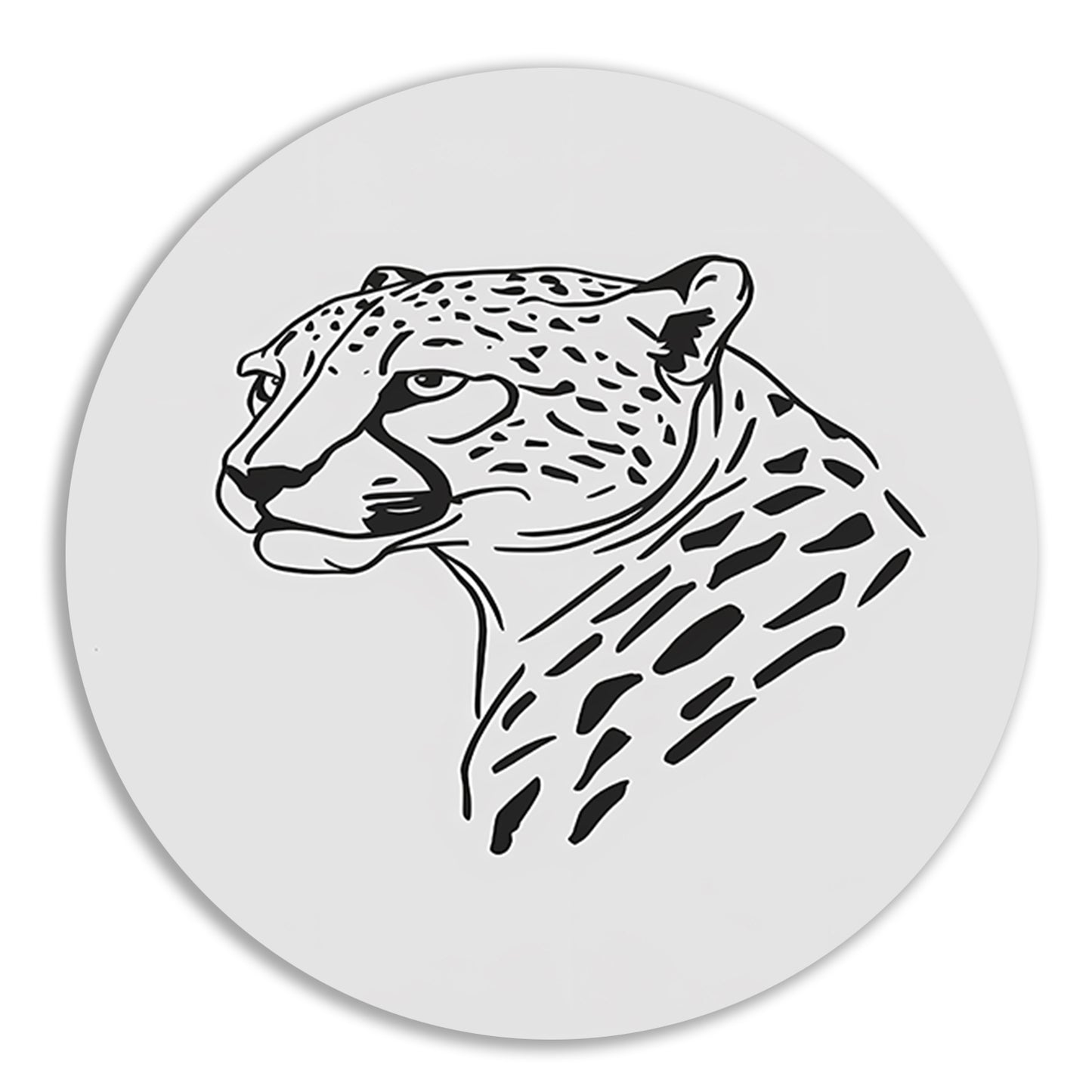 Zwart-witte minimalistische cheetah lijntekening forex muurcirkel