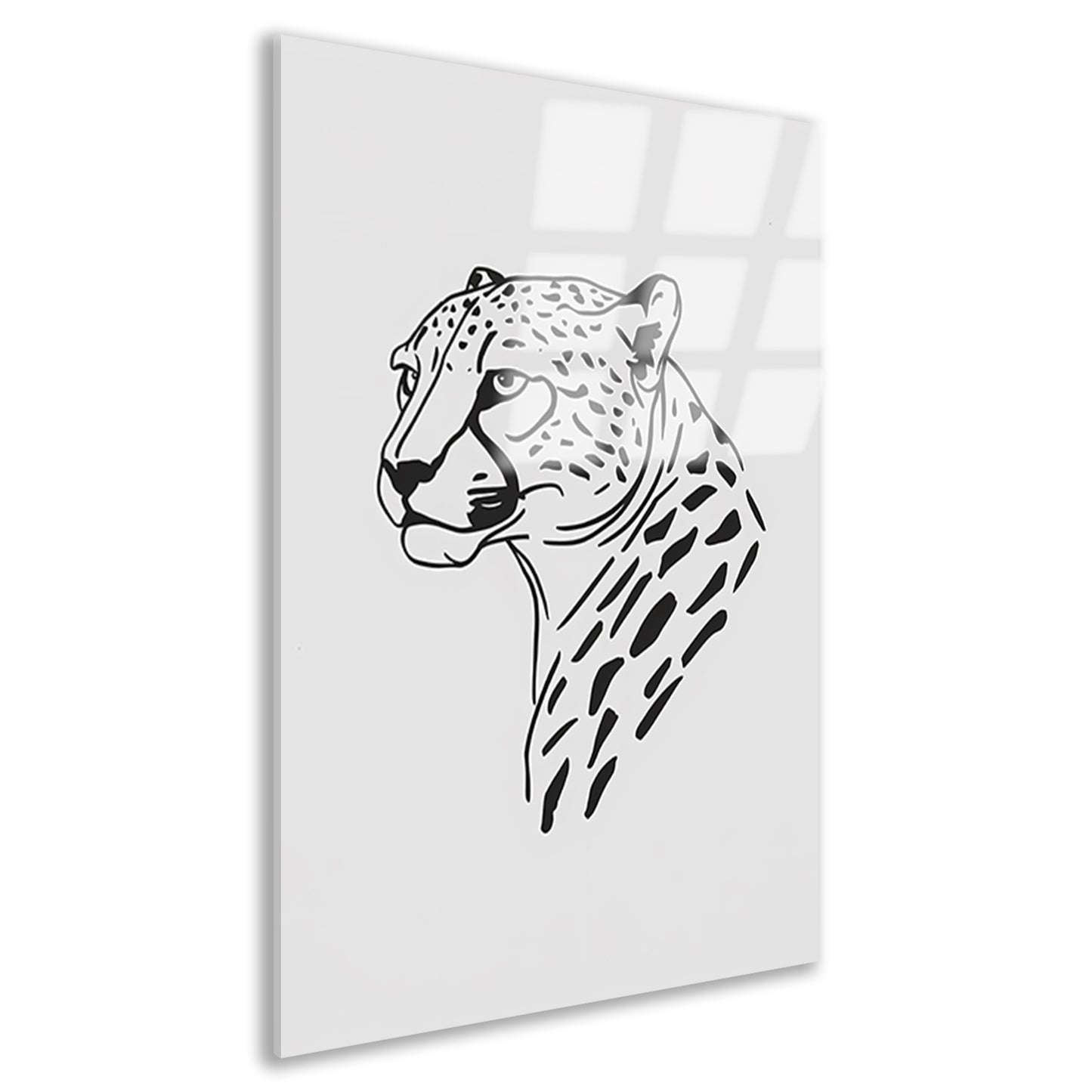 Zwart-witte minimalistische cheetah lijntekening acrylglas