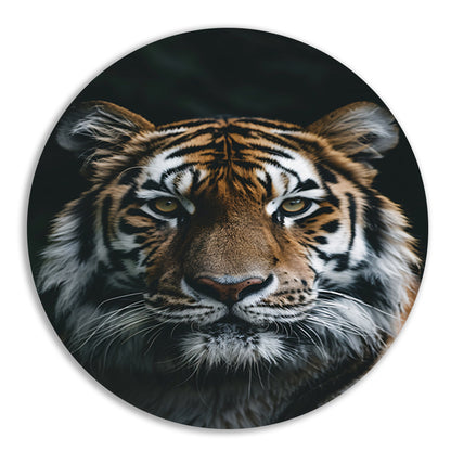 Portret van een majestueuze tijger aluminium muurcirkel