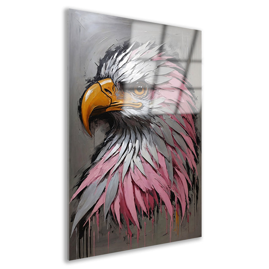 Abstract zilver en roze adelaarskop olieverfschilderij Acrylglas