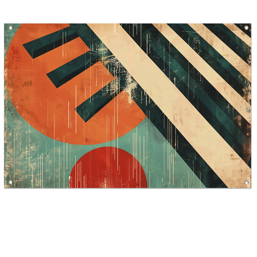 Abstracte geometrische vormen met dynamische lijnen tuinposter
