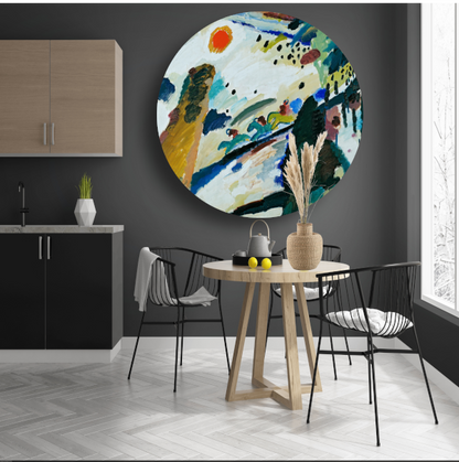 Romantisch landschap - Wassily Kandinsky aluminium muurcirkel