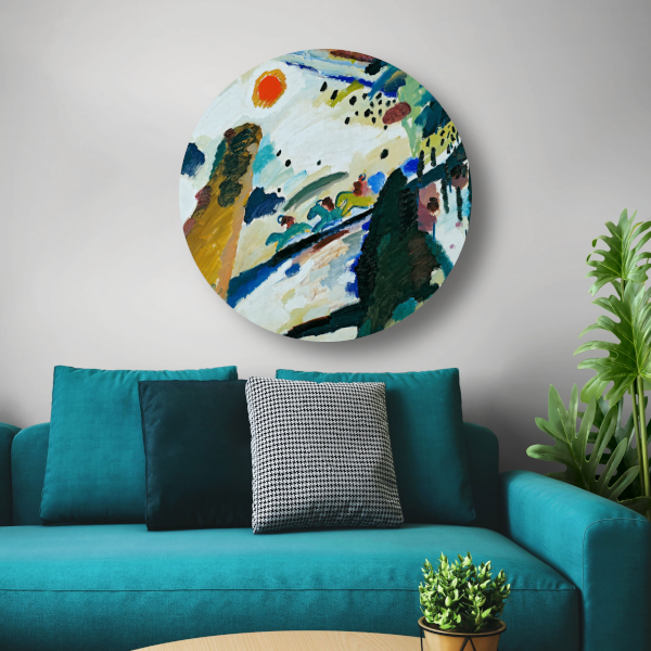 Romantisch landschap - Wassily Kandinsky aluminium muurcirkel