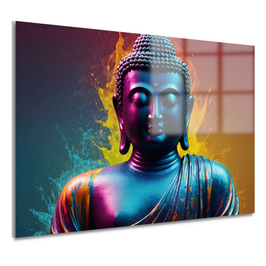 Meditatieve Boeddha in Kleurenspektakel acrylglas