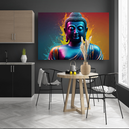 Meditatieve Boeddha in Kleurenspektakel acrylglas