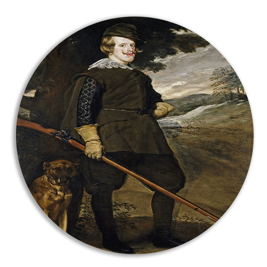 Filips IV als jager - Diego Velázquez aluminium muurcirkel