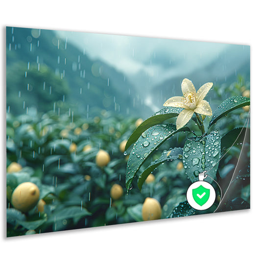 Gele narcis op groene stengel poster