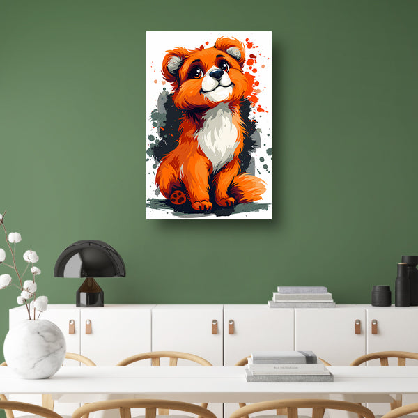 Digitale kunstprint van een vrolijk vosje canvas met baklijst