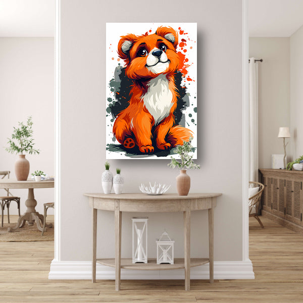Digitale kunstprint van een vrolijk vosje canvas met baklijst