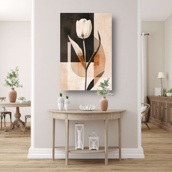 Elegante Sepia Tulp op Moderne Achtergrond canvas