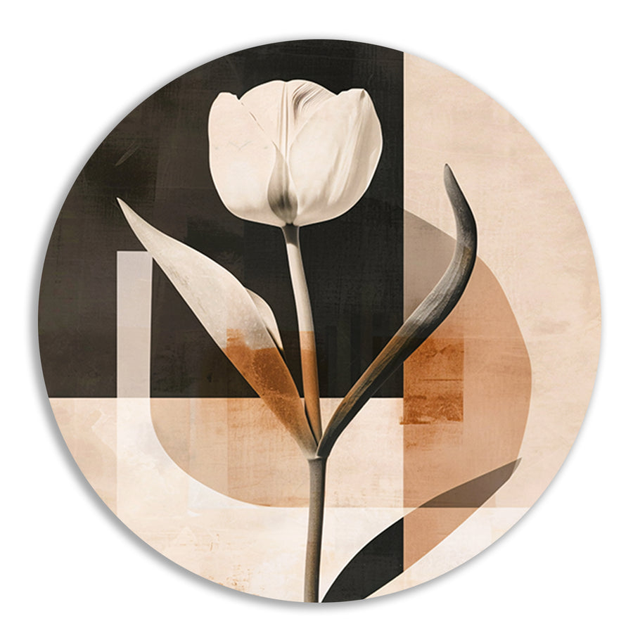 Elegante Sepia Tulp op Moderne Achtergrond aluminium muurcirkel