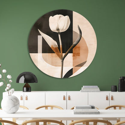 Elegante Sepia Tulp op Moderne Achtergrond aluminium muurcirkel