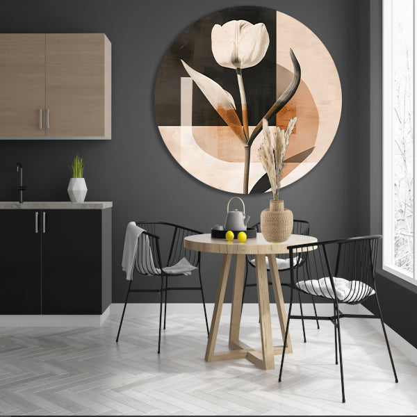 Elegante Sepia Tulp op Moderne Achtergrond aluminium muurcirkel
