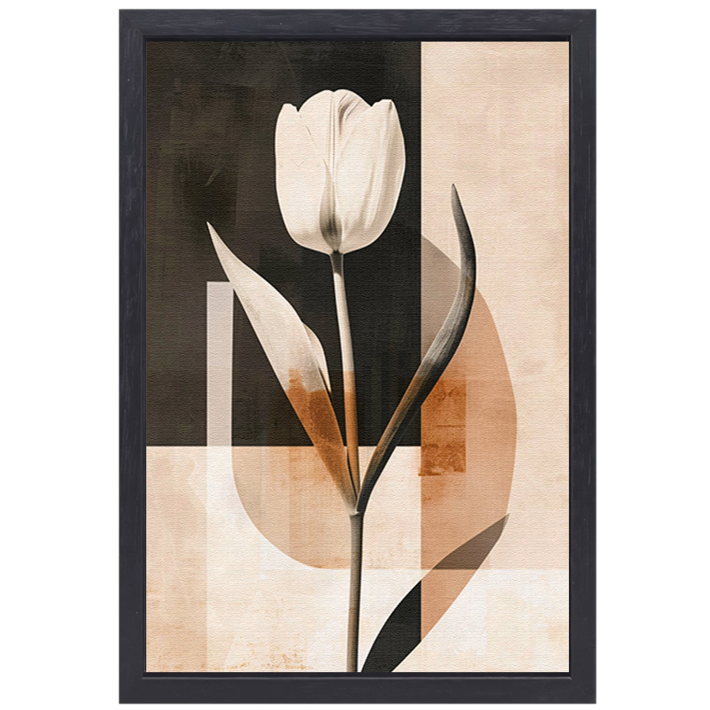 Elegante Sepia Tulp op Moderne Achtergrond canvas met baklijst