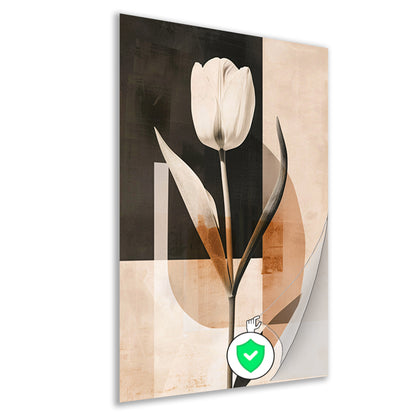 Elegante Sepia Tulp op Moderne Achtergrond poster