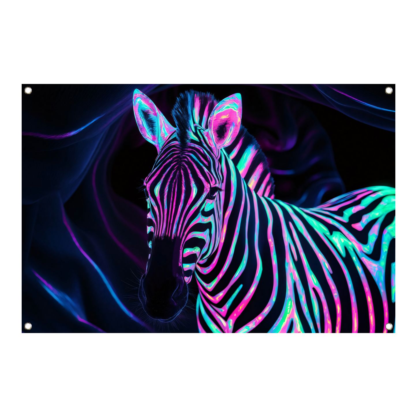 Neon zebra in kleurrijke bioluminescentie   tuinposter