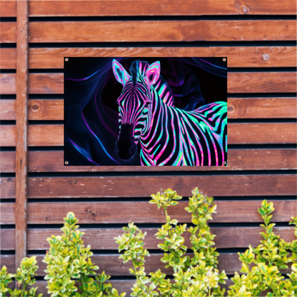 Neon zebra in kleurrijke bioluminescentie   tuinposter