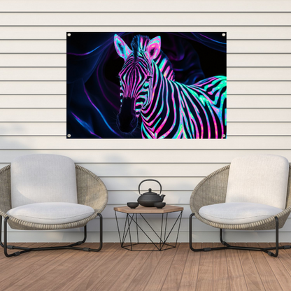 Neon zebra in kleurrijke bioluminescentie   tuinposter