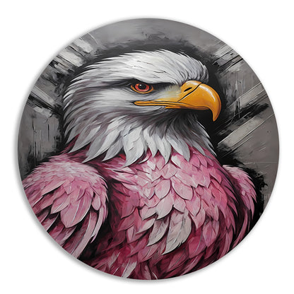 Abstracte Roze en Zilveren Adelaar Schilderij aluminium muurcirkel