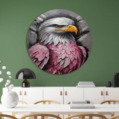 Abstracte Roze en Zilveren Adelaar Schilderij aluminium muurcirkel