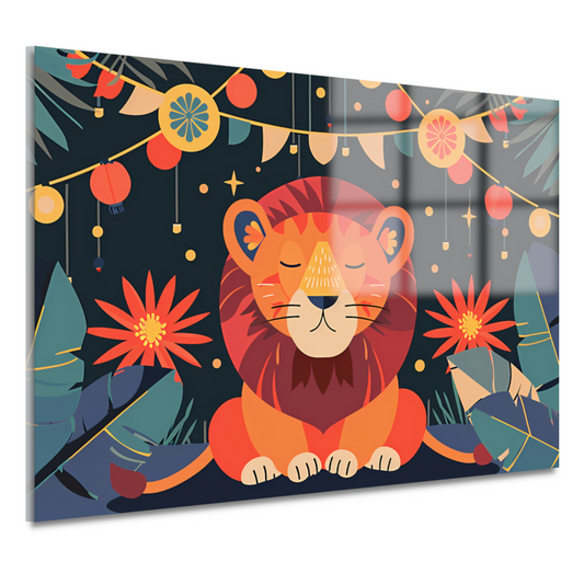 Sterrennacht met leeuw en feestlampen acrylglas