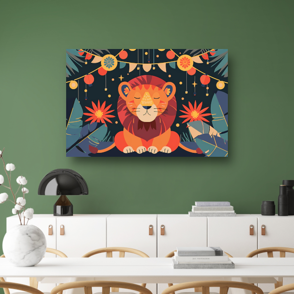 Sterrennacht met leeuw en feestlampen acrylglas