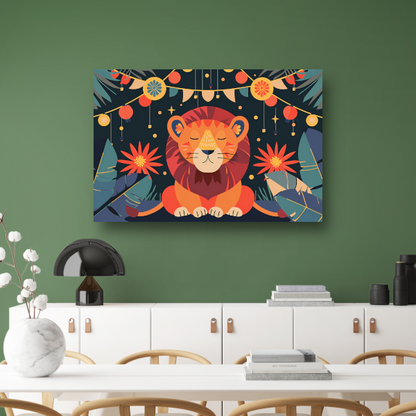 Sterrennacht met leeuw en feestlampen acrylglas