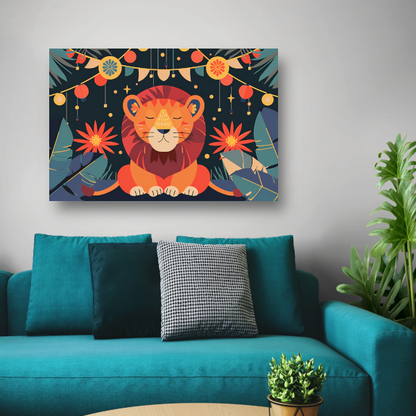 Sterrennacht met leeuw en feestlampen acrylglas