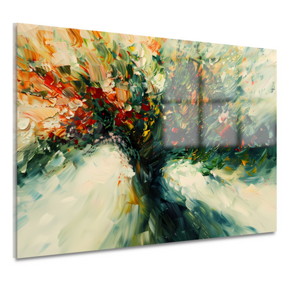 Expressief Abstract Boomlandschap in Levendige Kleuren acrylglas