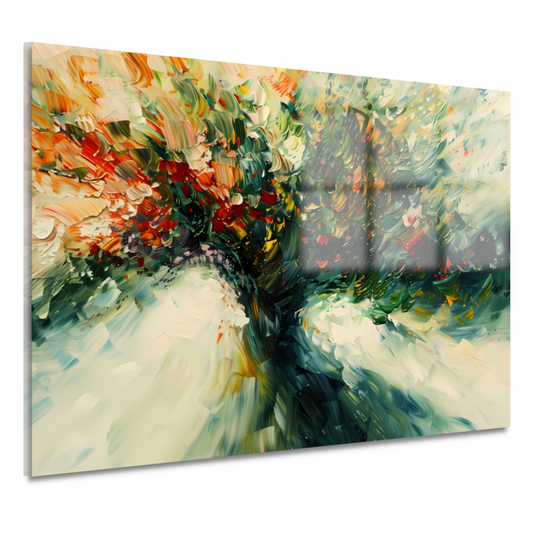 Expressief Abstract Boomlandschap in Levendige Kleuren acrylglas