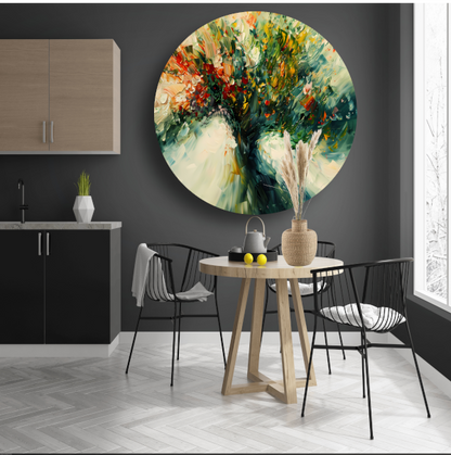 Expressief Abstract Boomlandschap in Levendige Kleuren aluminium muurcirkel