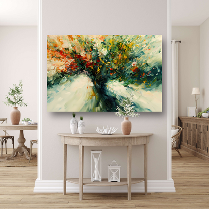 Expressief Abstract Boomlandschap in Levendige Kleuren poster