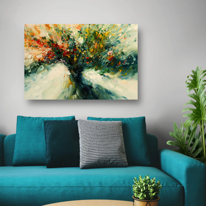 Expressief Abstract Boomlandschap in Levendige Kleuren poster