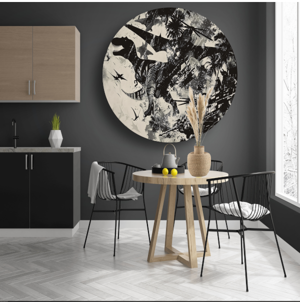Minimalistische Lijnen Compositie aluminium muurcirkel