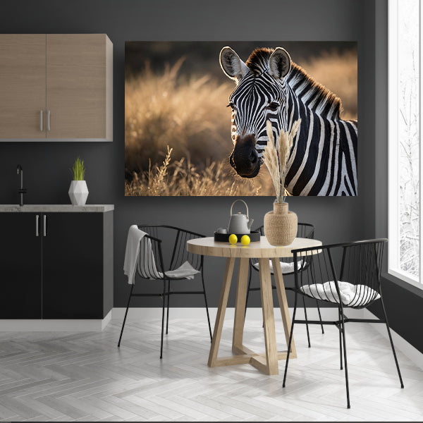 Zebra bij zonsondergang in het wild canvas