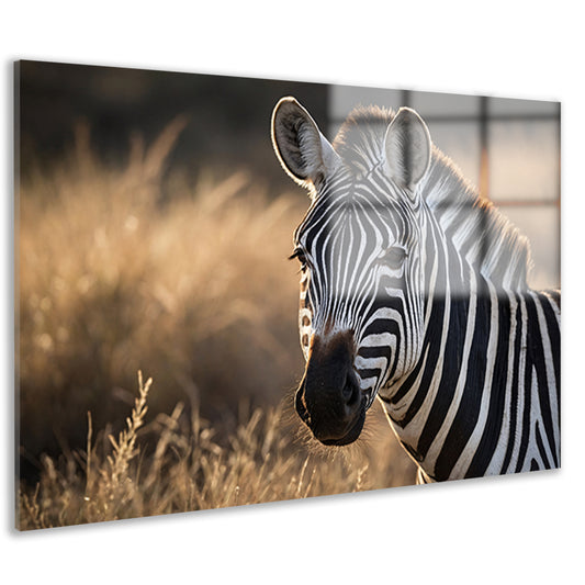 Zebra bij zonsondergang in het wild acrylglas