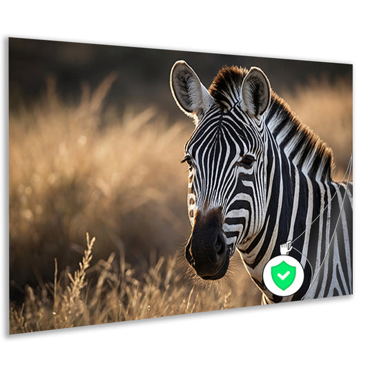 Zebra bij zonsondergang in het wild poster