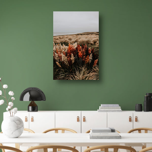 Kleurrijke bloemen aan zee canvas